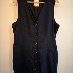 Abercrombie & Fitch Black Linen-Blend Vest Mini Dress